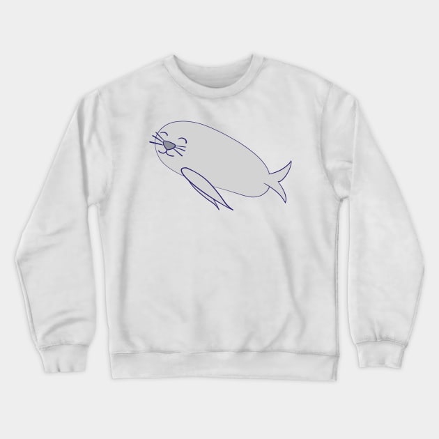 Smiling Grey Kawaii Seal Crewneck Sweatshirt by vystudio